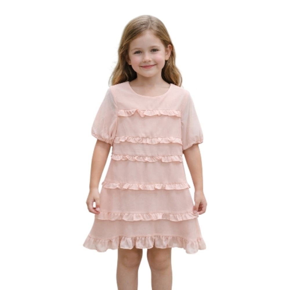 Gianni Bini Girls Formal Tiered Ruffle Dress Size 6 Blush